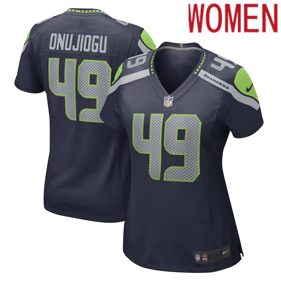 Women Seattle Seahawks #49 Joshua Onujiogu Nike College Navy Game Player NFL Jersey